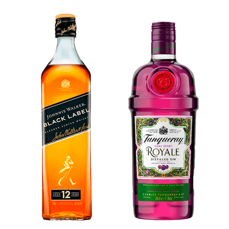 Pack Johnnie Walker Etiqueta Negra 750ml + Tanqueray Royale 700ml